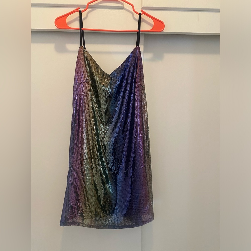 Wild Fable (Target Brand) Rainbow Sequin Dress with black slip